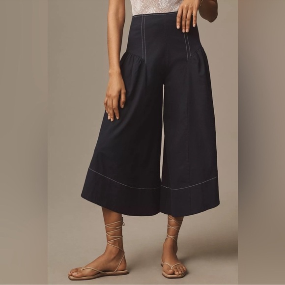ANTHROPOLOGIE EXTENDED WAIST WIDE LEG LINEN PANTS SIZE 2T, 16T MSRP $138.00 NWT - Picture 3 of 10